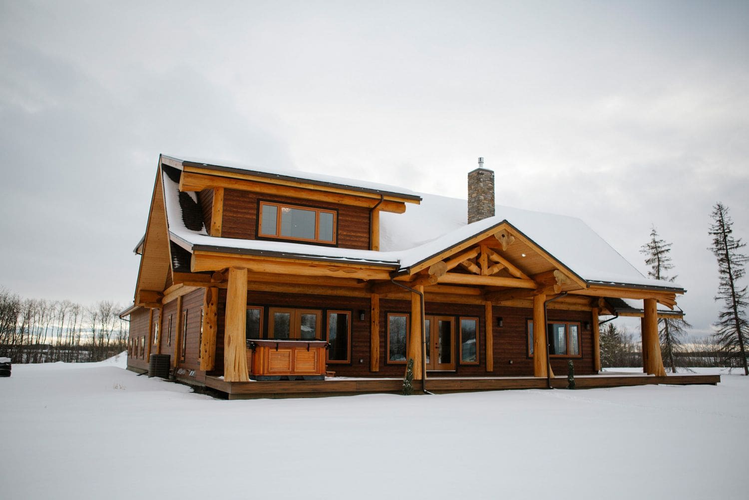 Post and beam log home design.